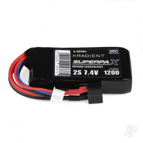 Radient 1200mAh 2S 7.4v 30C RC LiPo Battery w/ Deans (HCT) Connector Plug