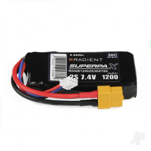 Radient 1200mAh 2S 7.4v 30C RC LiPo Battery w/ XT60 Connector Plug