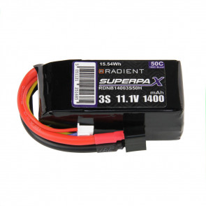 Radient 1400mAh 3S 11.1v 50C RC LiPo Battery w/Deans (HCT) Connector Plug