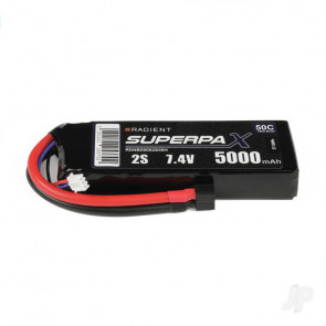 Radient 5000mAh 2S 7.4v 50C RC LiPo Battery w/ Deans (HCT) Connector Plug