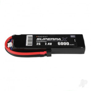 Radient 6000mAh 2S 7.4v 50C RC LiPo Battery w/ Deans (HCT) Connector Plug