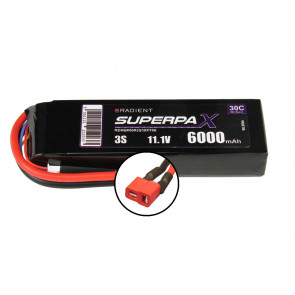 Radient 6000mAh 3S 11.1v 30C RC LiPo Battery w/ Deans (HCT) Connector Plug