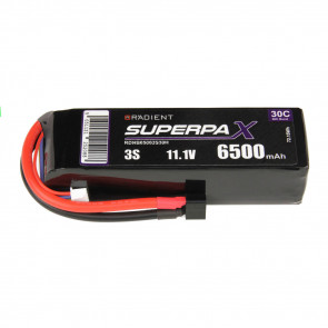 Radient 6500mAh 3S 11.1v 30C RC LiPo Battery w/ Deans (HCT) Connector Plug