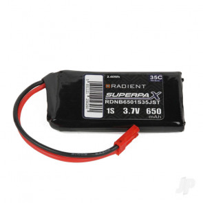 Radient LiPo Battery 1S 650mAh 3.7V 35C w/ JST Connector Plug