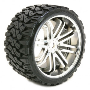 Sweep Terrain Crusher Belted 147mm Tires Tyres On Rok Wheels (2) for RC Cars