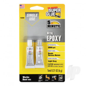 Super Glue 5 Minute Quick Setting Single Use Metal Epoxy Adhesive (0.21oz, 6g)