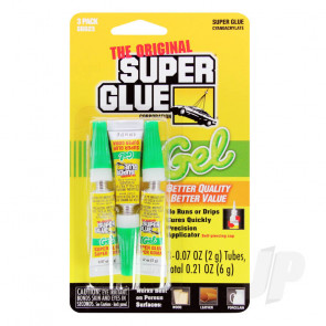 Super Glue Gel 3-Pack (3x 0.07oz, 2g) Cyano CA Instant Adhesive