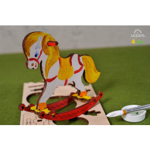 UGears Rocking Horse 3D Wooden Colouring Puzzle Kit for Kids