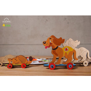 UGears Kitty & Puppy 3D Wooden Colouring Puzzle Kit for Kids