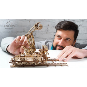 UGears Rail Mounted Manipulator Grabber & Crane Mechanical Wood Construction Kit