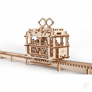 UGears Railway Trolley Tram w/ Rails Mechanical Wood Construction Kit