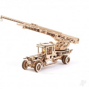 UGears Steampunk Fire Engine Ladder Truck Mechanical Wood Construction Kit