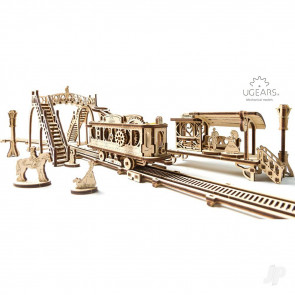 UGears Tram Car Railroad Line & Station Mechanical Wood Construction Kit