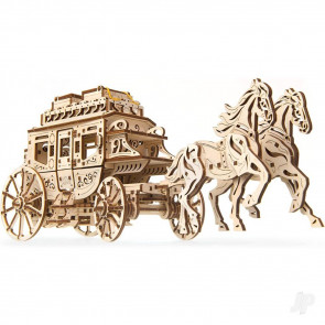 UGears Steampunk Stagecoach Horse Carriage Mechanical Wood Construction Kit