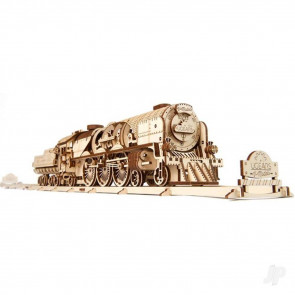UGears V-Express Steam Train & Tender Mechanical Wood Construction Kit