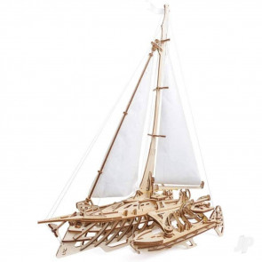 UGears Trimaran Merihobus Sailboat Yacht Mechanical Wood Construction Kit
