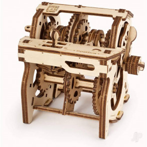 UGears Manual Gearbox 3D Puzzle STEM Lab Mechanical Wood Construction Kit