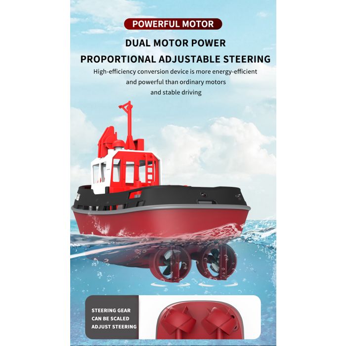 Heng Long 1/72 RTR RC Detailed Scale Tug Boat (280mm) w/ Lights - Black