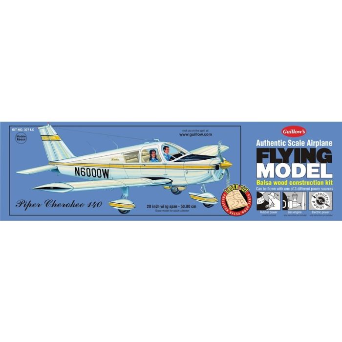 Piper Cherokee 140 Flying Model Balsa Aircraft Kit 508mm Wingspan