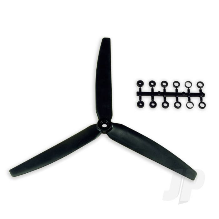 GWS Slow Fly Propeller 10x6 3-Blade Black Opposite Rotation