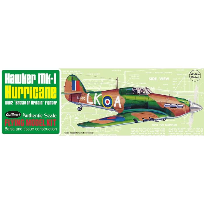 MK 1 Hurricane 419mm Wingspan Flying Model Balsa Aircraft Kit from Guillow's