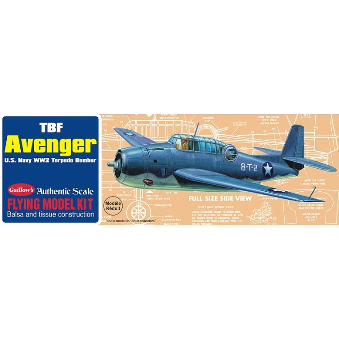 TBF Grumman Avenger 419mm Wingspan Flying Model Balsa Aircraft Kit from Guillow's