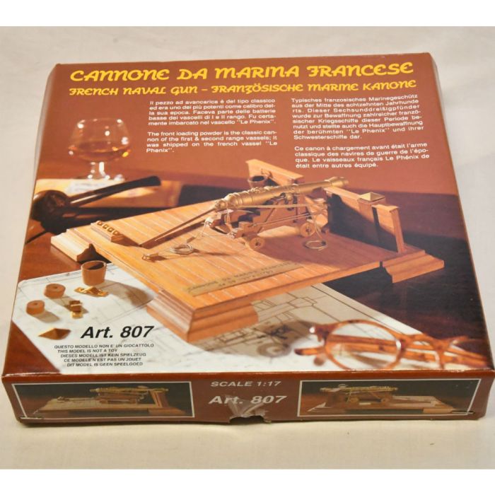 French 36lb Naval Gun c1750 Mantua Wood Construction Kit 1:17 Scale, Base 215x215mm