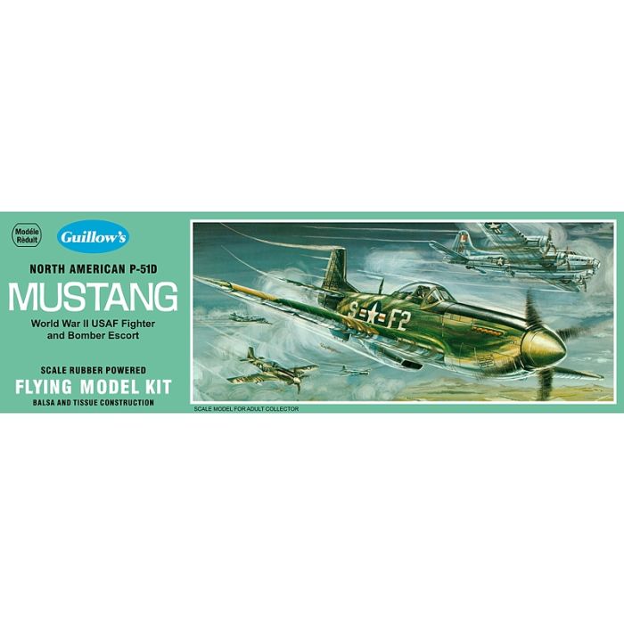 P-51D Mustang 431mm Wingspan Flying Model Balsa Aircraft Kit from Guillow's