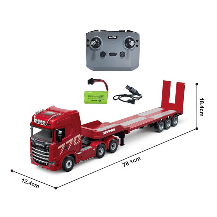 Huina 1/24 Scania 770s RC Truck & Trailer Set RTR - Red