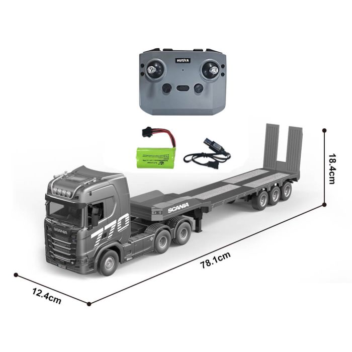 Huina 1/24 Scania 770s RC Truck & Trailer Set RTR - Silver