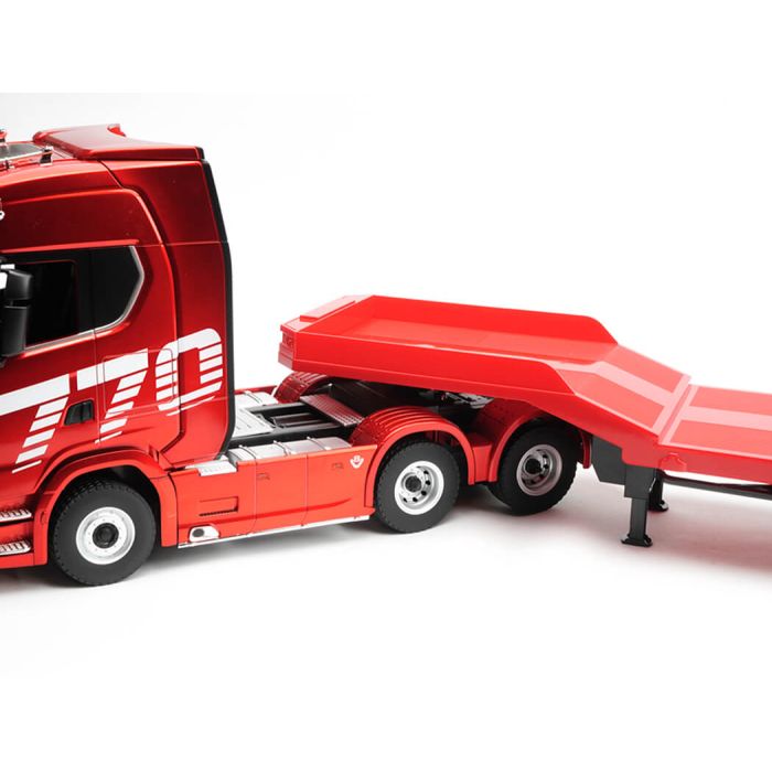 Huina RC 1:18 Electric Flatbed Low Loader Trailer For CY1501 Scania 770S Truck - Red