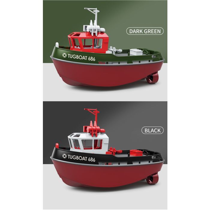 Heng Long 1/72 RTR RC Detailed Scale Tug Boat (280mm) w/ Lights - Black