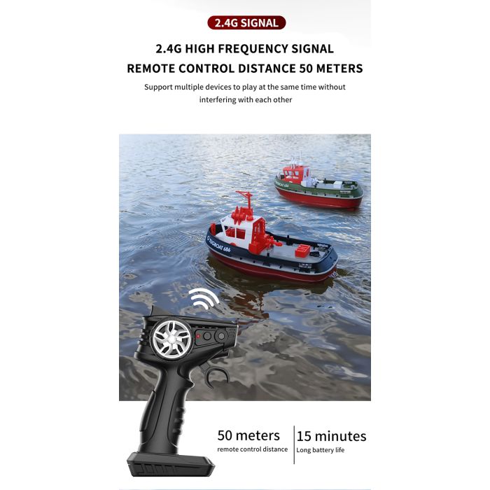 Heng Long 1/72 RTR RC Detailed Scale Tug Boat (280mm) w/ Lights - Green
