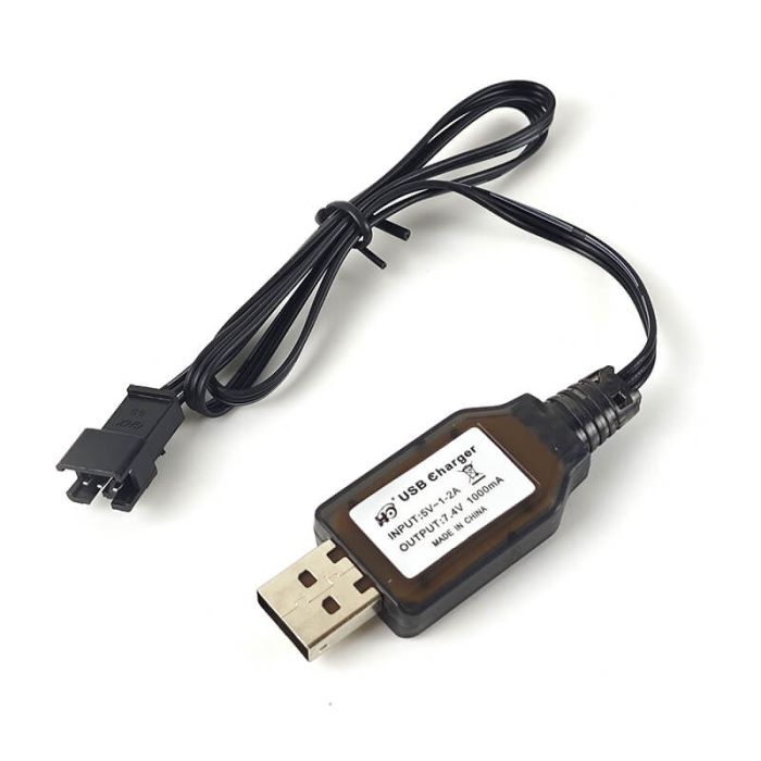 E-Zee RC Willys Jeep 7.4v 1A USB Charger Charging Cable w/3 Pin SM Connector