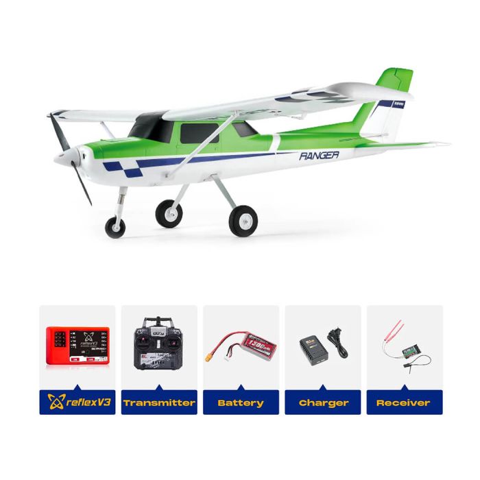 FMS 1220mm Ranger EP V2 RTF RC Trainer Plane w/Gyro – Green