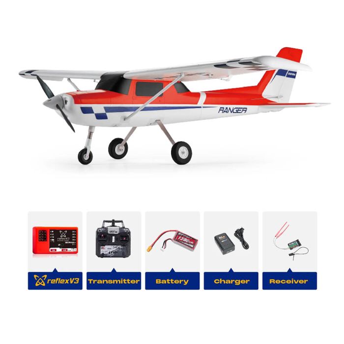 FMS 1220mm Ranger EP V2 RTF RC Trainer Plane w/Gyro – Red