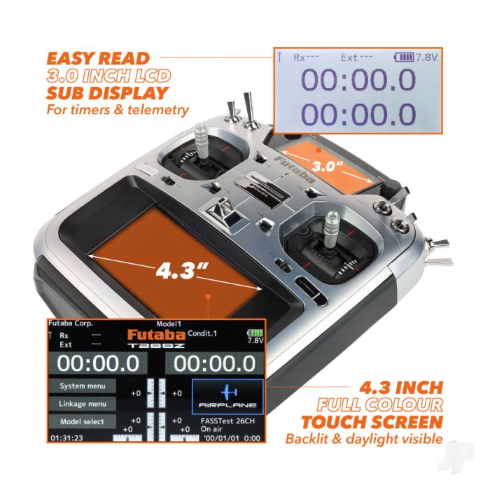 Futaba T26SZ 26-Channel Air Transmitter Radio w/ 3x R7214SB Rx