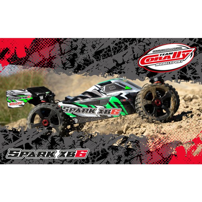 Corally Spark XB6 6S Brushless RC Basher Buggy Rolling Chassis - Green