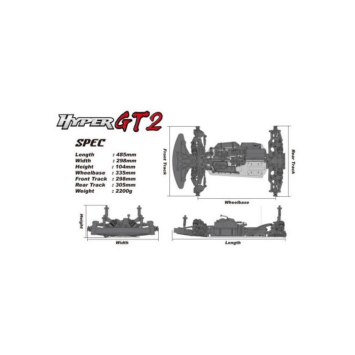 Hobao 1/8 Hyper GT2 On-Road Nitro RC Car - 80% Rolling Chassis