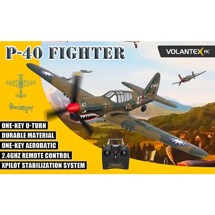 Volantex P-40 Warhawk RTF RC Model Plane w/Gyro EPP Ready-To-Fly