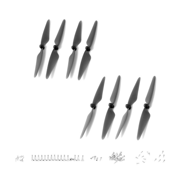 Hubsan H501S Props Crash Pack (8x Black Propellers + Screws)