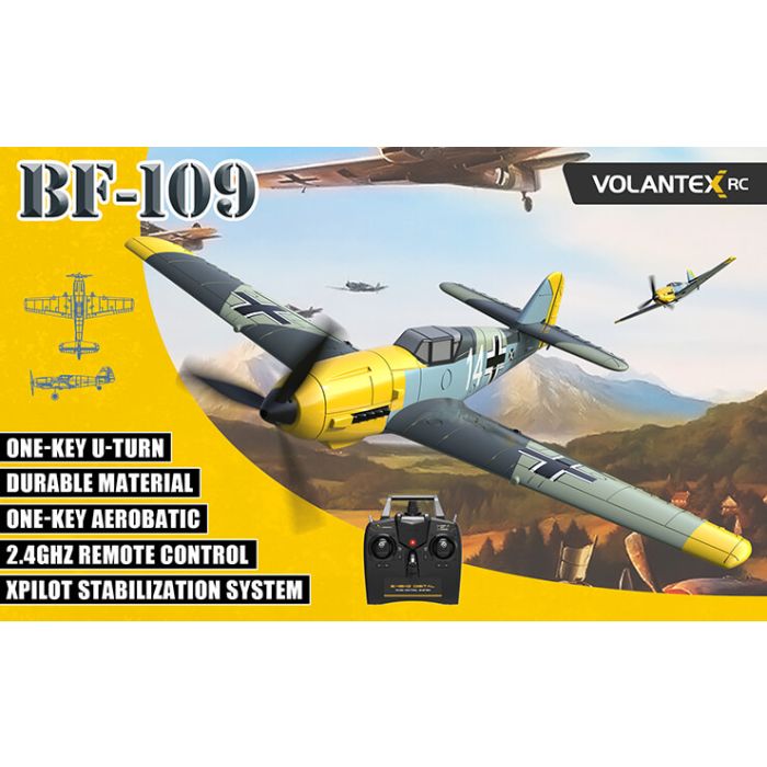 Volantex Messerschmitt Me Bf 109 RTF RC Model Plane w/Gyro EPP Ready-To-Fly