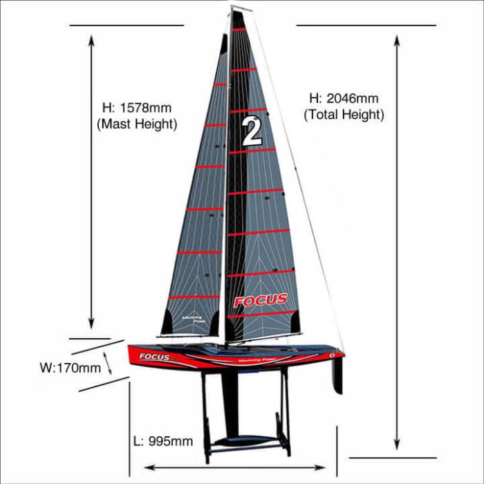 Joysway Focus V3 One Meter RTR RC Sail Boat Yacht - Red