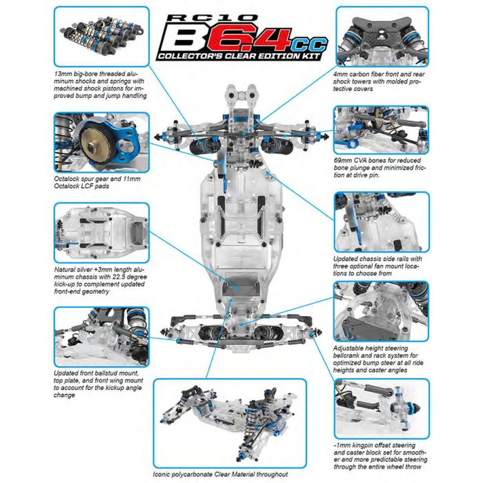 Team Associated 1/10 RC10B6.4CC RC Buggy Kit - Collectors Clear Edition