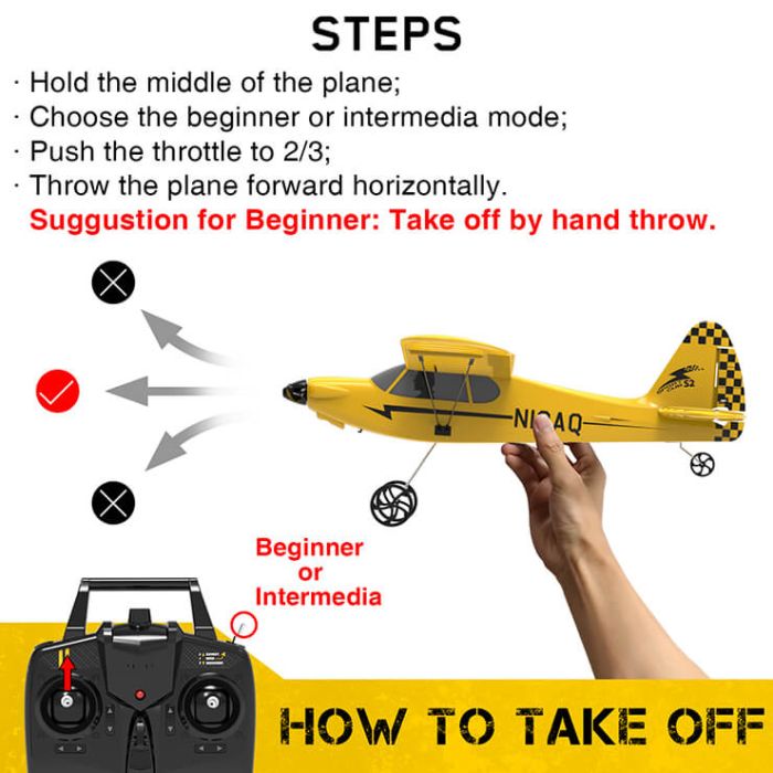 Volantex Piper Sport Cub S2 RTF RC Trainer Model Plane w/Gyro EPP Ready-To-Fly