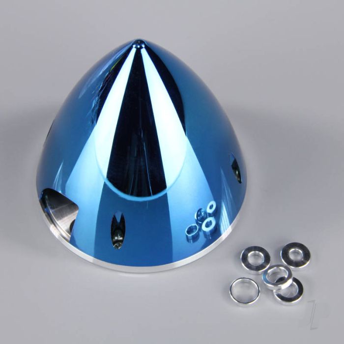 JP 82mm Chrome Blue Spinner (with Aluminium Back Plate) For RC Model Plane