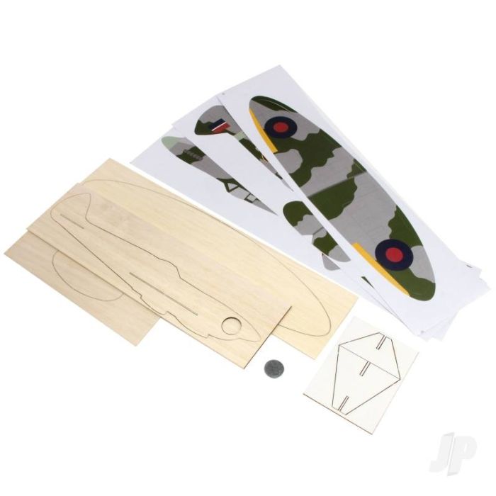 Spitfire IXe Large Balsa Freeflight Kit with History Sheet & Pilot Logbook