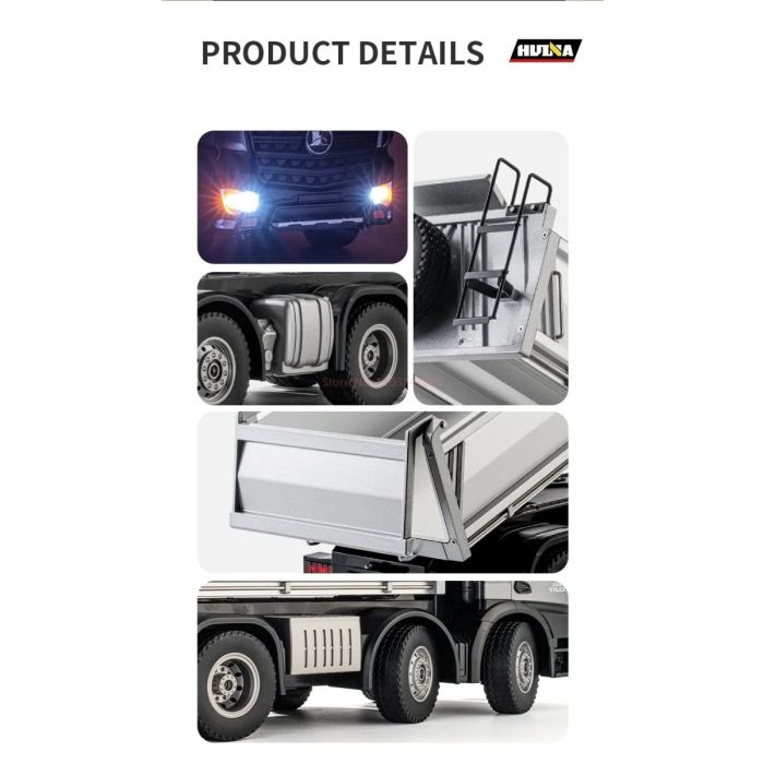 Huina RC Pro Tipper Dump Truck 13ch 8WD w/Metal Bucket, Lights, Sounds