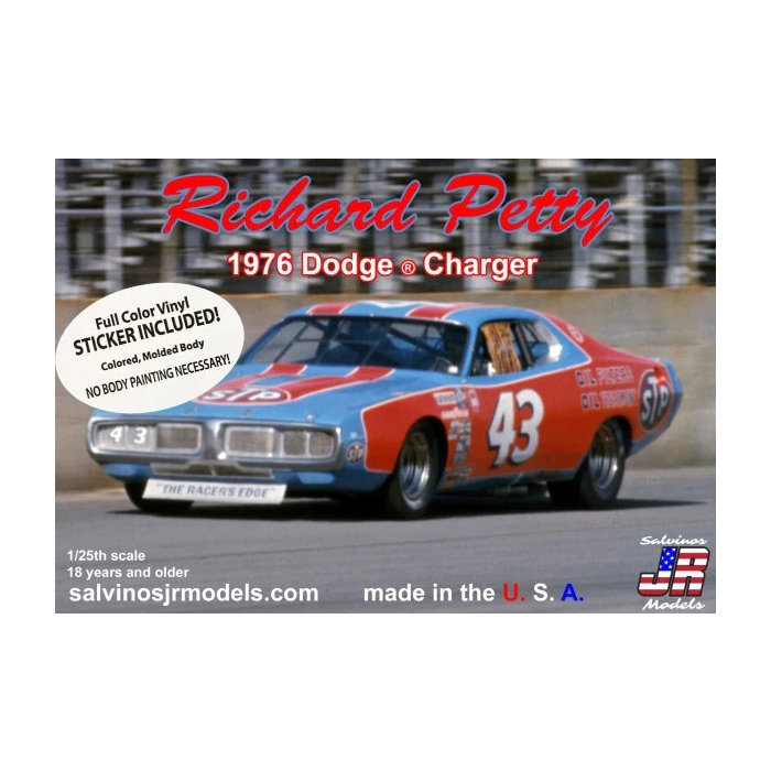 1:24 NASCAR Plastic Car Kit - Richard Petty - 1976 Dodge Charger w/ Vinyl Wrap Decals
