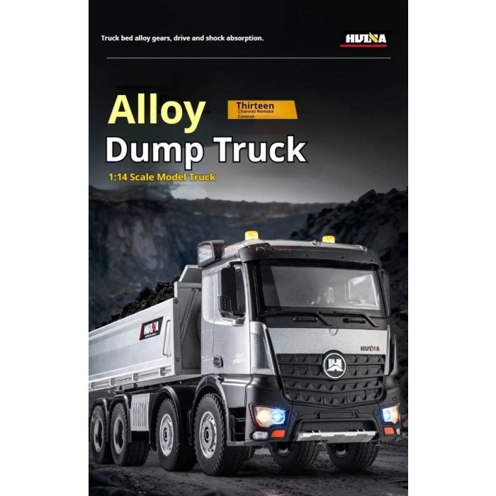 Huina RC Pro Tipper Dump Truck 13ch 8WD w/Metal Bucket, Lights, Sounds